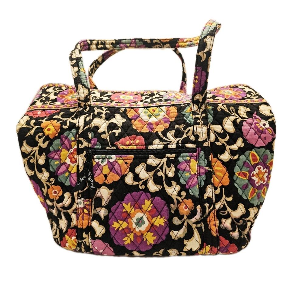 Vera Bradley Vera XL Tote Bag SUZANI RETIRED Rare Excellent Purple Black Floral